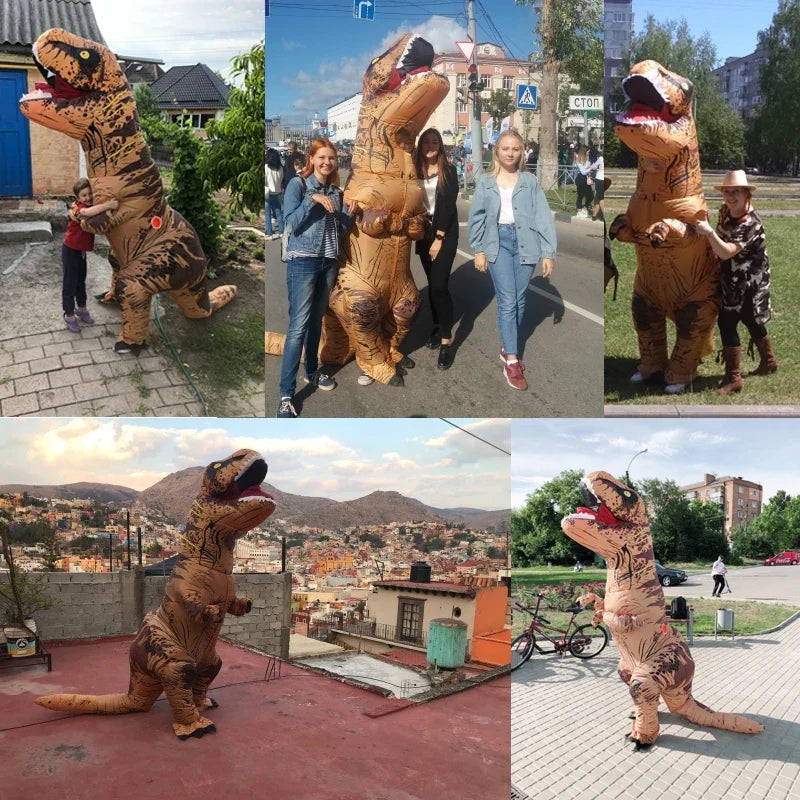 Disfraz inflable dinosaurio t-rex gigante halloween adulto divertido - Vista 4