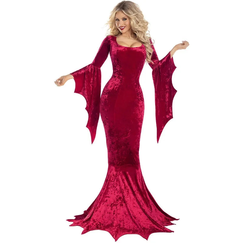 Disfraz morticia addams halloween vestido largo gotico con cola mujer - Vista 4