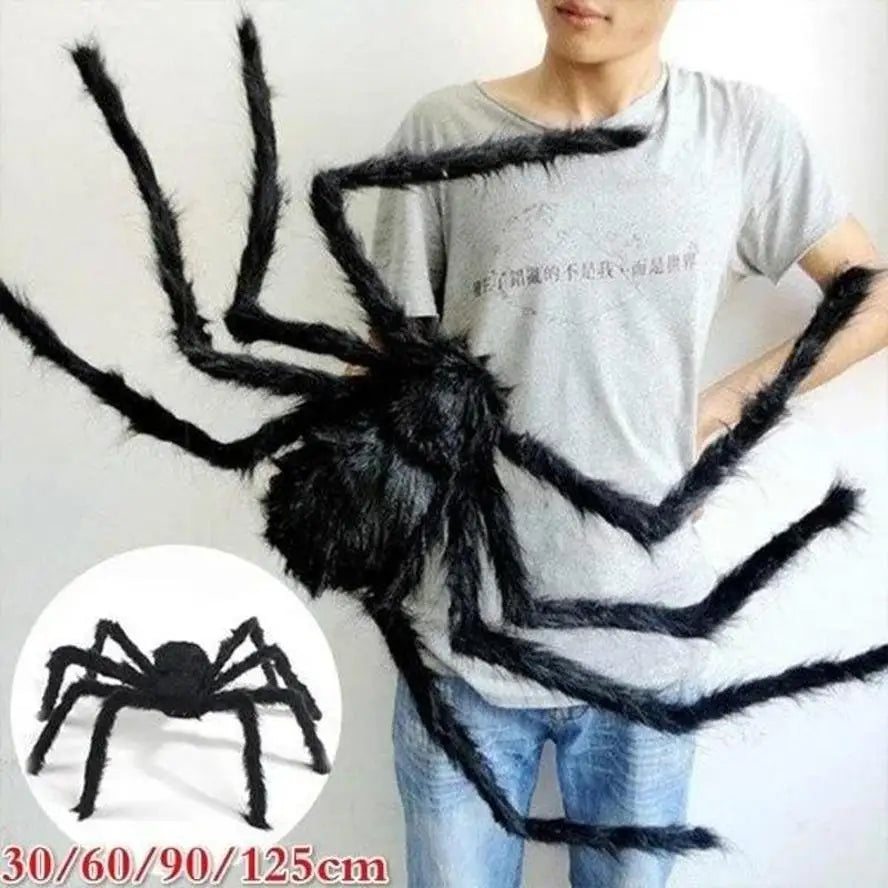 Arana gigante decoracion halloween peluda con ojos rojos y patas articuladas - Vista 5