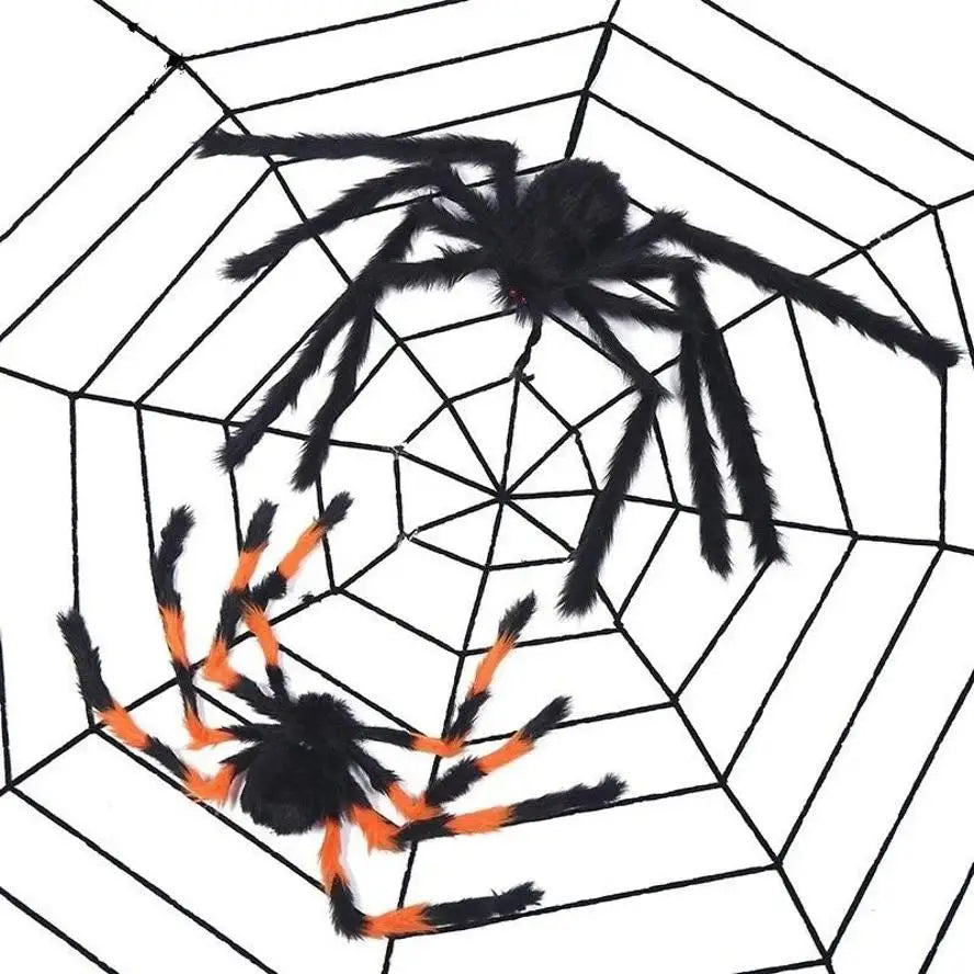 Arana gigante decoracion halloween peluda con ojos rojos y patas articuladas - Vista 4