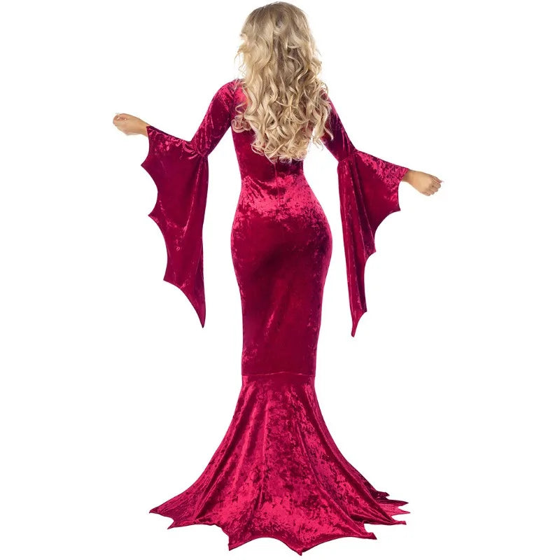 Disfraz morticia addams halloween vestido largo gotico con cola mujer - Vista 3
