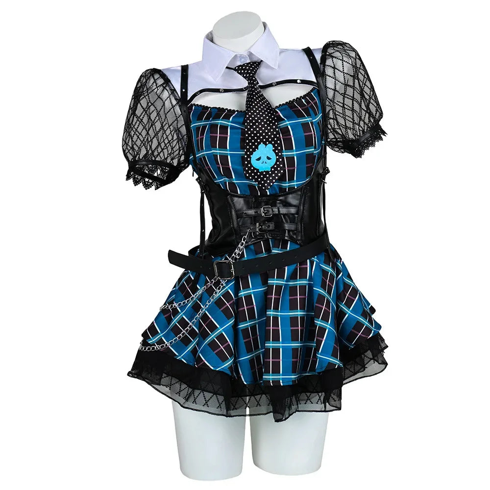 Disfraz colegiala gotica halloween mujer monster frankie cuadros - Vista 2