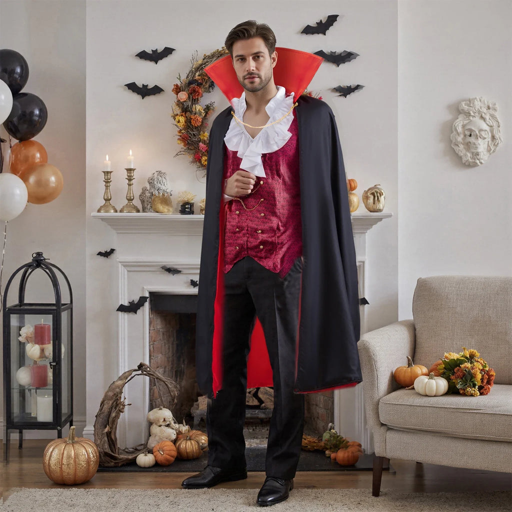 Disfraz vampiro conde adulto halloween con capa y chaleco aristocrata - Vista 4