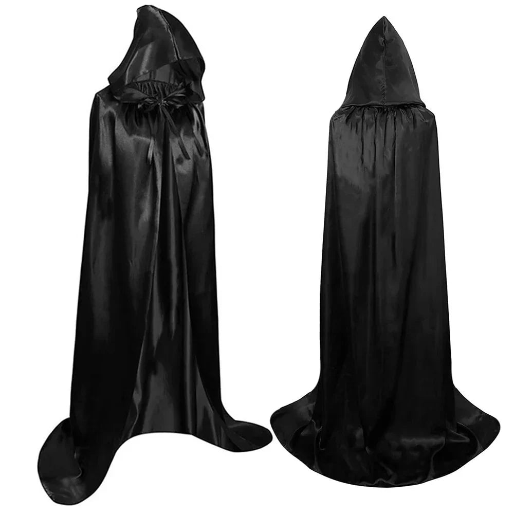 Capa halloween larga capucha terciopelo negro deluxe unisex bruja vampiro - Vista 4