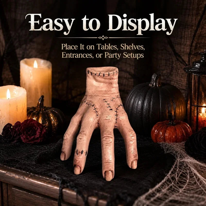 Decoracion halloween mano cortada cosa familia addams terror realista - Vista 3