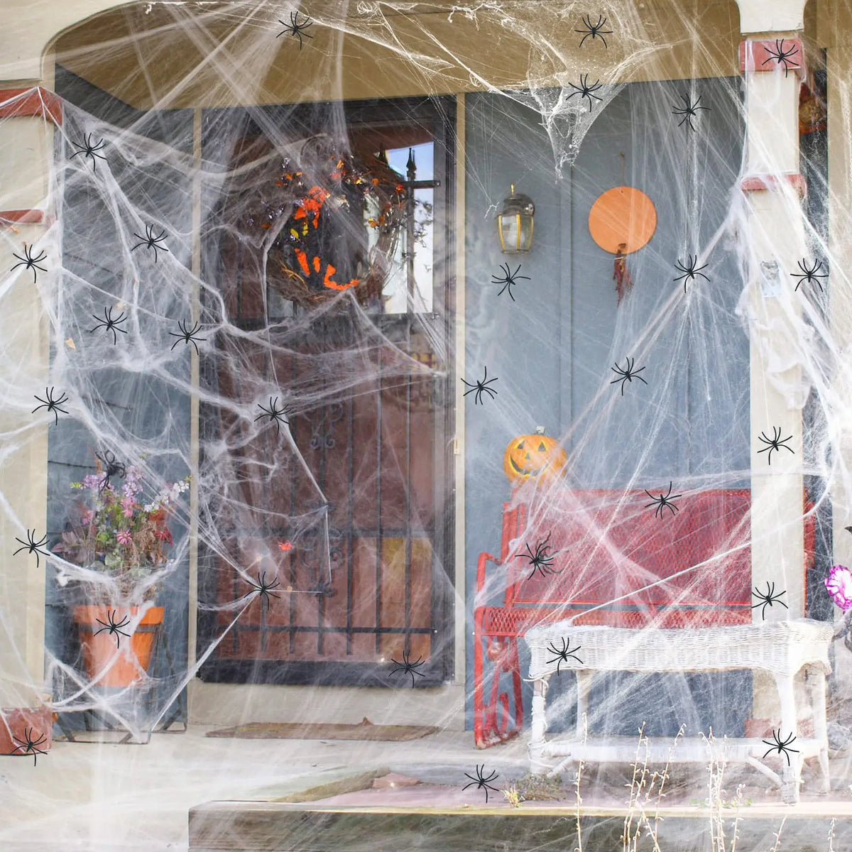 Telarana halloween gigante elastica decoracion con mini aranas incluidas - Vista 3