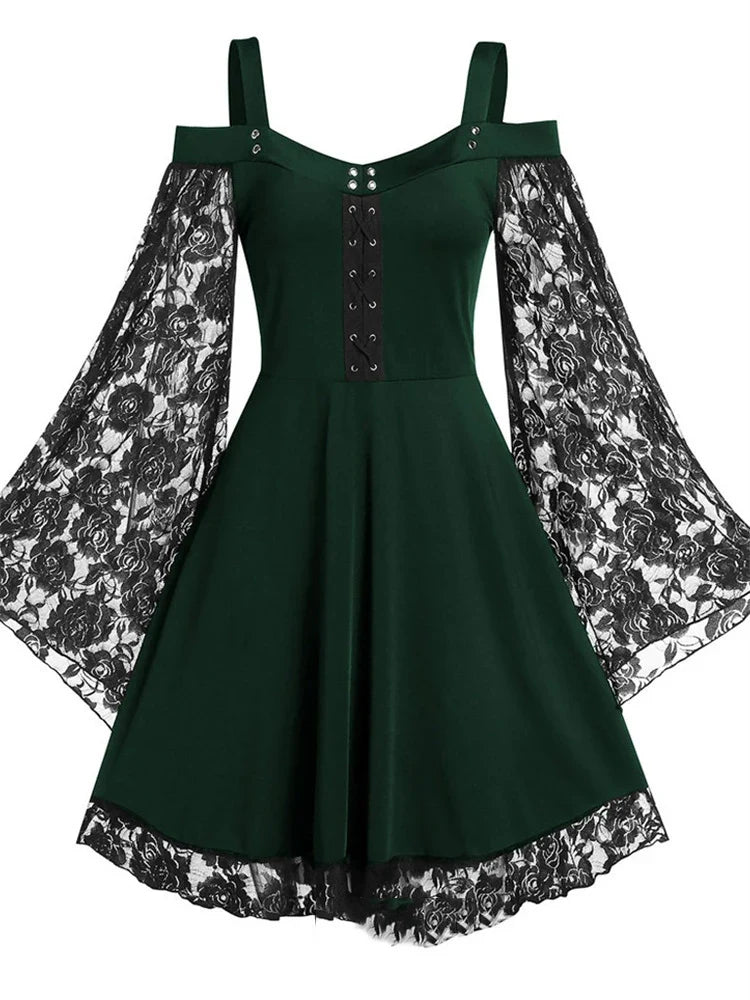 Vestido gotico victoriano halloween mujer encaje hombro descubierto - Vista 2