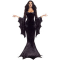 Disfraz morticia addams halloween vestido largo gotico con cola mujer