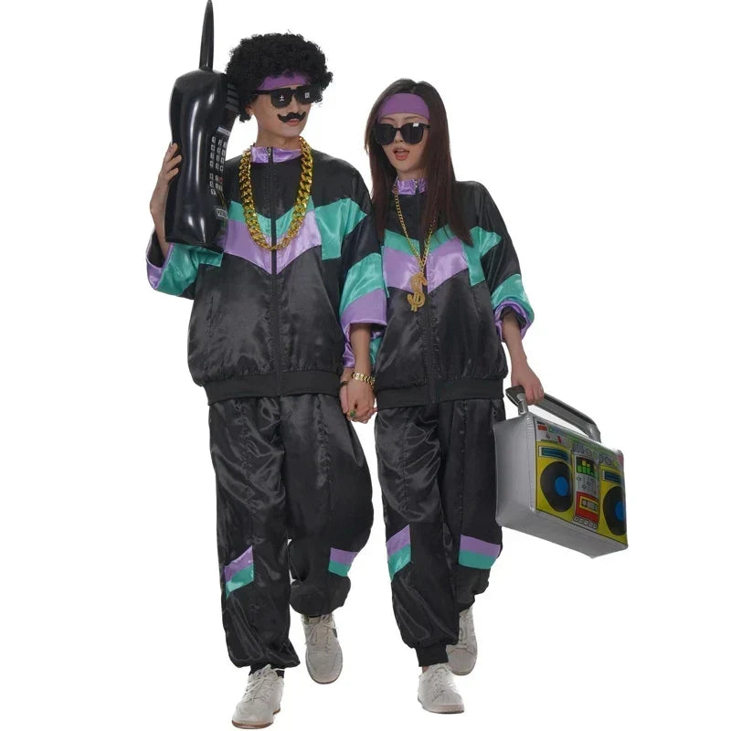 Disfraces pareja anos 80 halloween chandal retro neon pack divertido