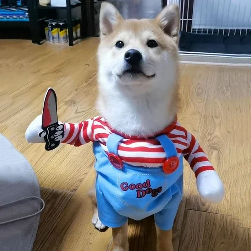 Disfraz halloween perro muneco asesino cuchillo espuma mascota divertido - Vista 2