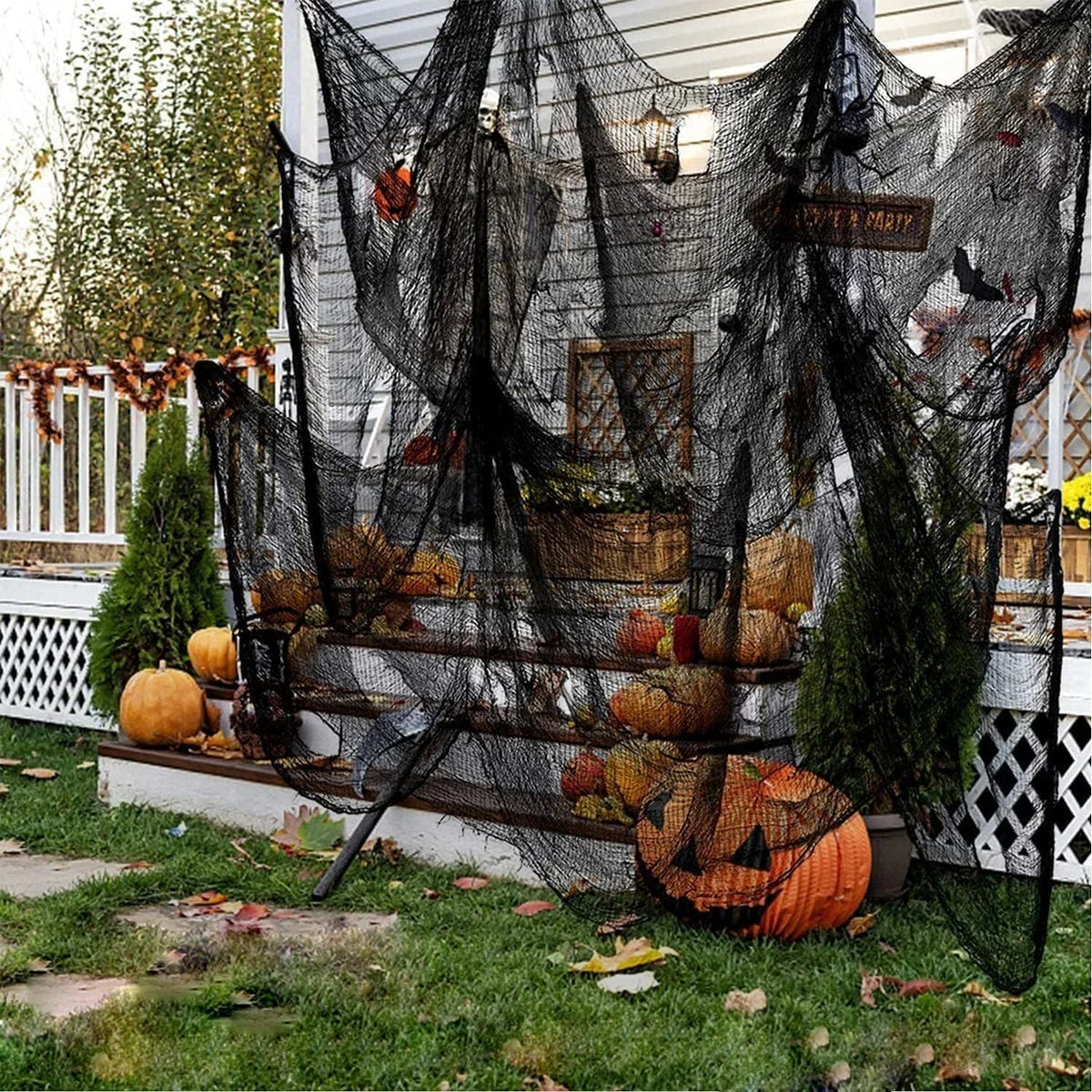 Tela gasa negra halloween decoracion espeluznante 76x183cm - Vista 2