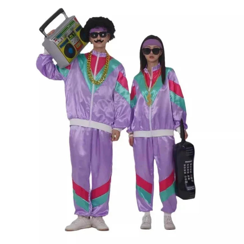 Disfraces pareja anos 80 halloween chandal retro neon pack divertido - Vista 3