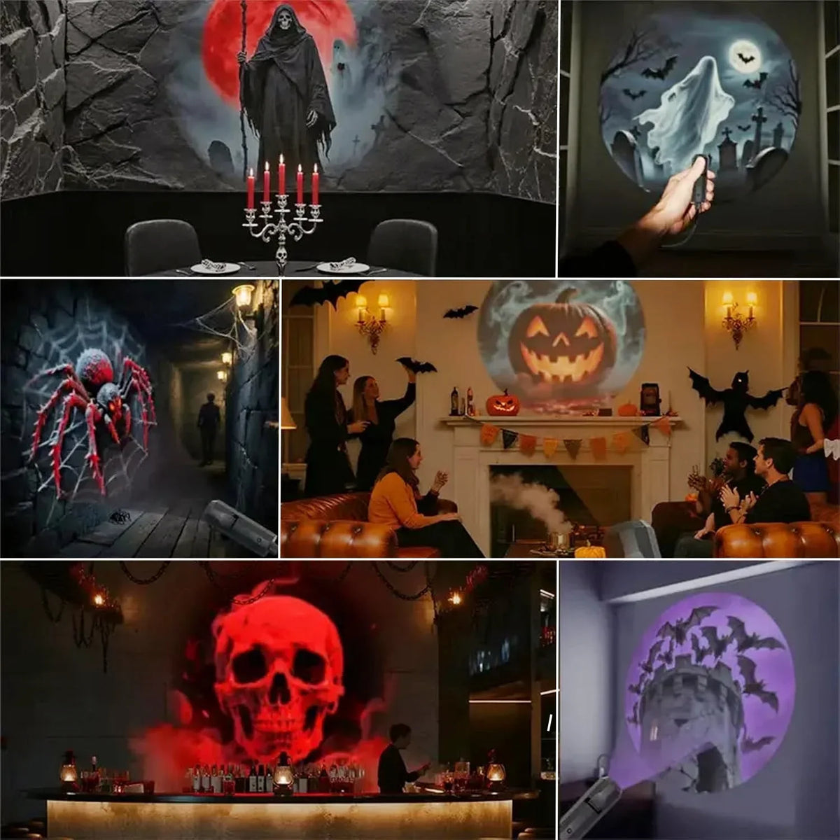 Proyector led usb sombras halloween calabaza fantasma calavera decoracion - Vista 4