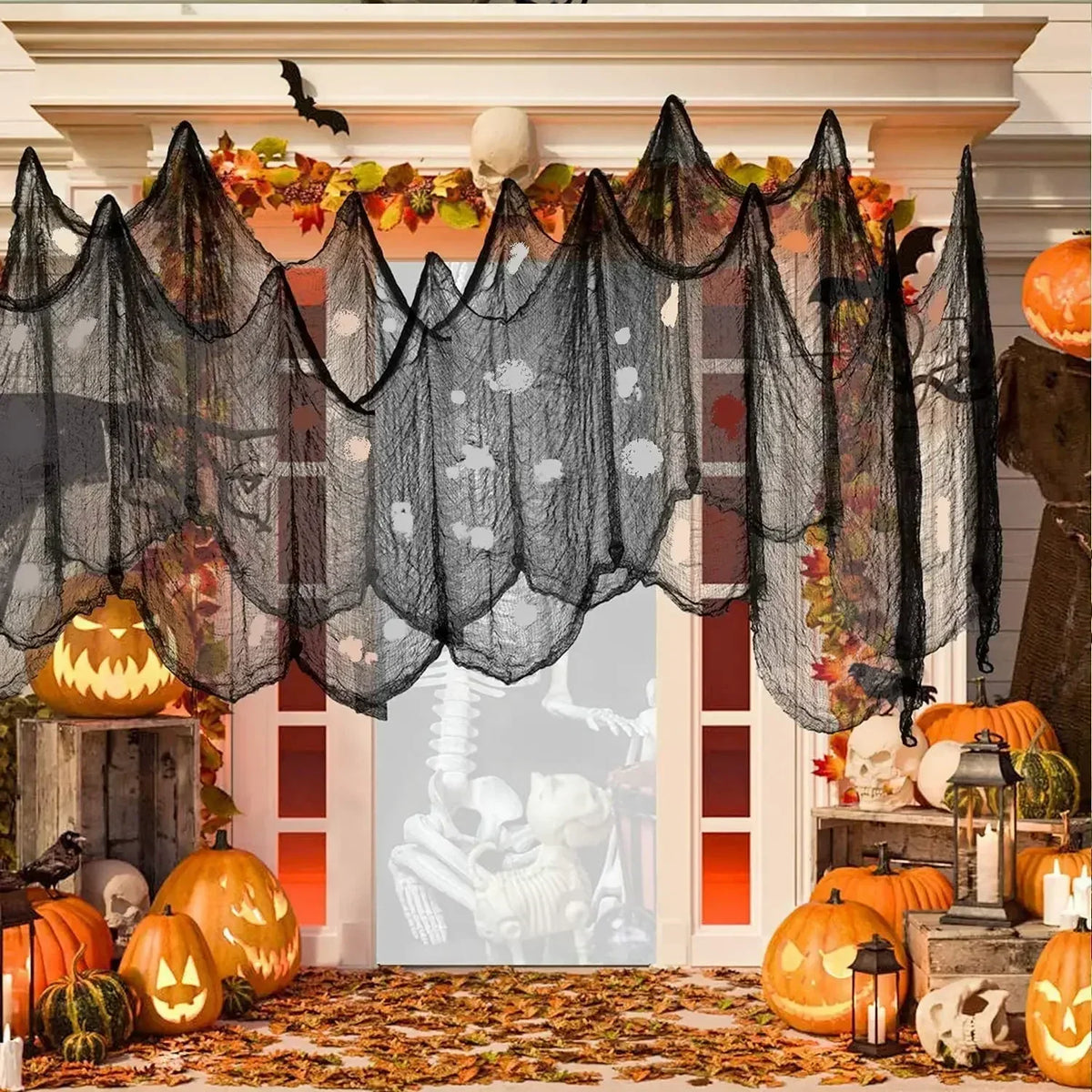 Tela gasa negra halloween decoracion espeluznante 76x183cm - Vista 4