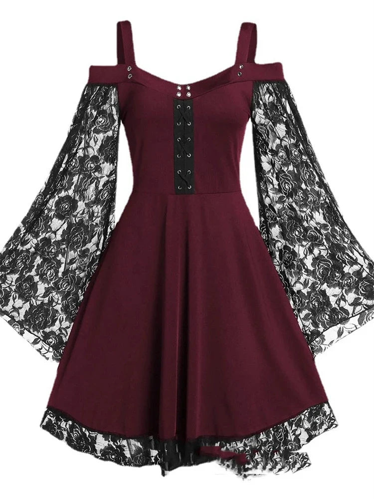 Vestido gotico victoriano halloween mujer encaje hombro descubierto - Vista 3