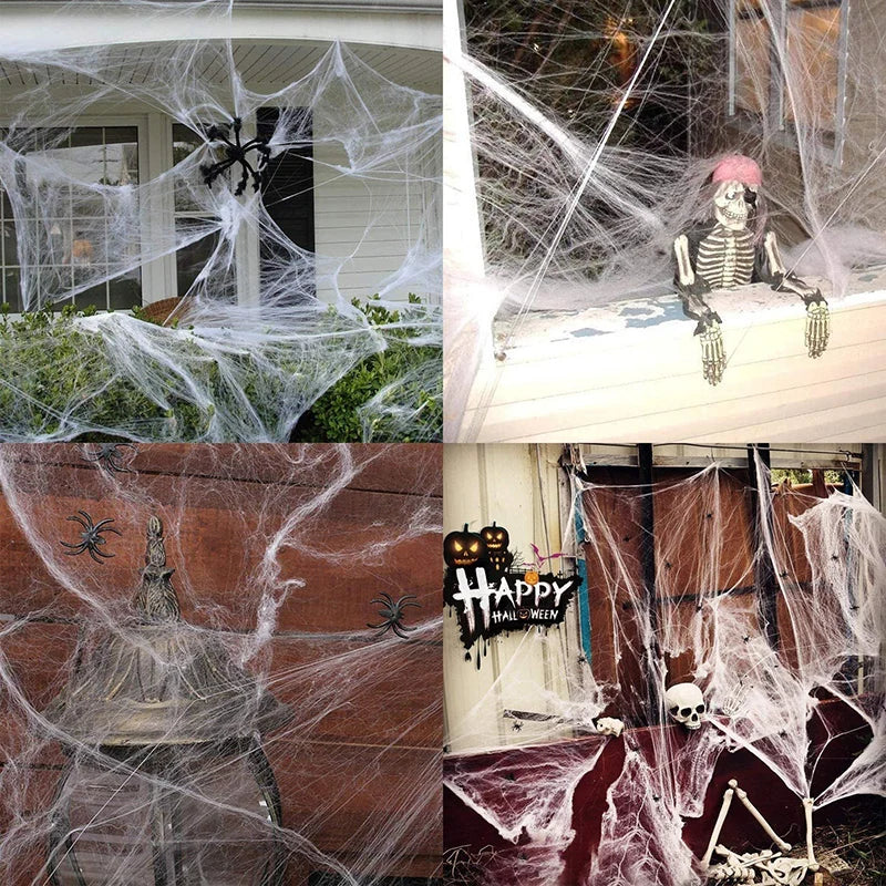 Telarana halloween gigante elastica decoracion con mini aranas incluidas - Vista 4