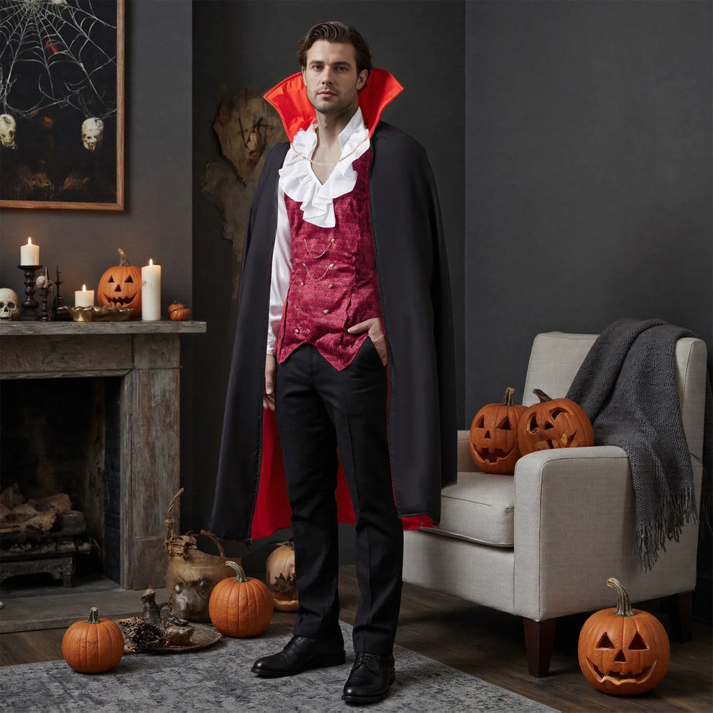 Disfraz vampiro conde adulto halloween con capa y chaleco aristocrata - Vista 5
