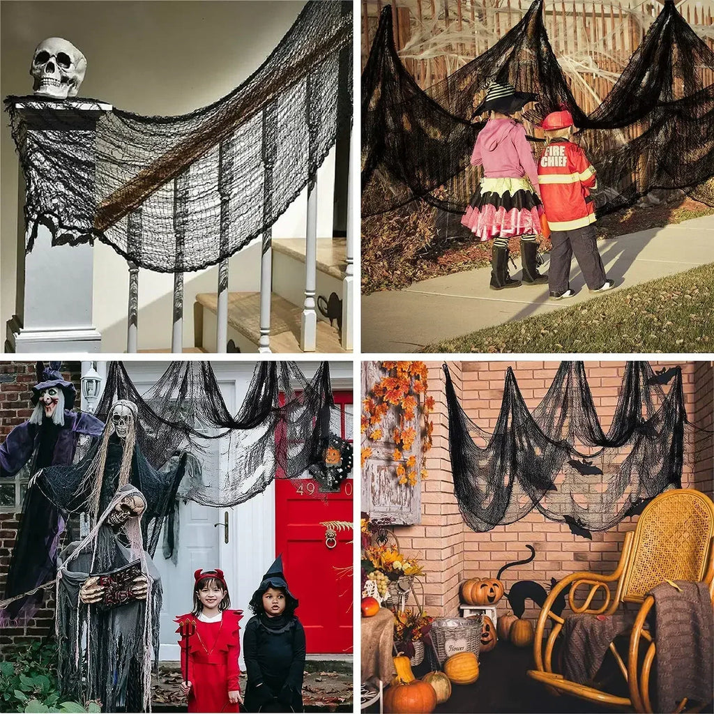 Tela gasa negra halloween decoracion espeluznante 76x183cm - Vista 5