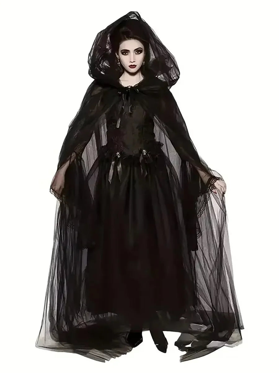 Capa gotica encaje halloween mujer novia cadaver vampiresa accesorio - Vista 5
