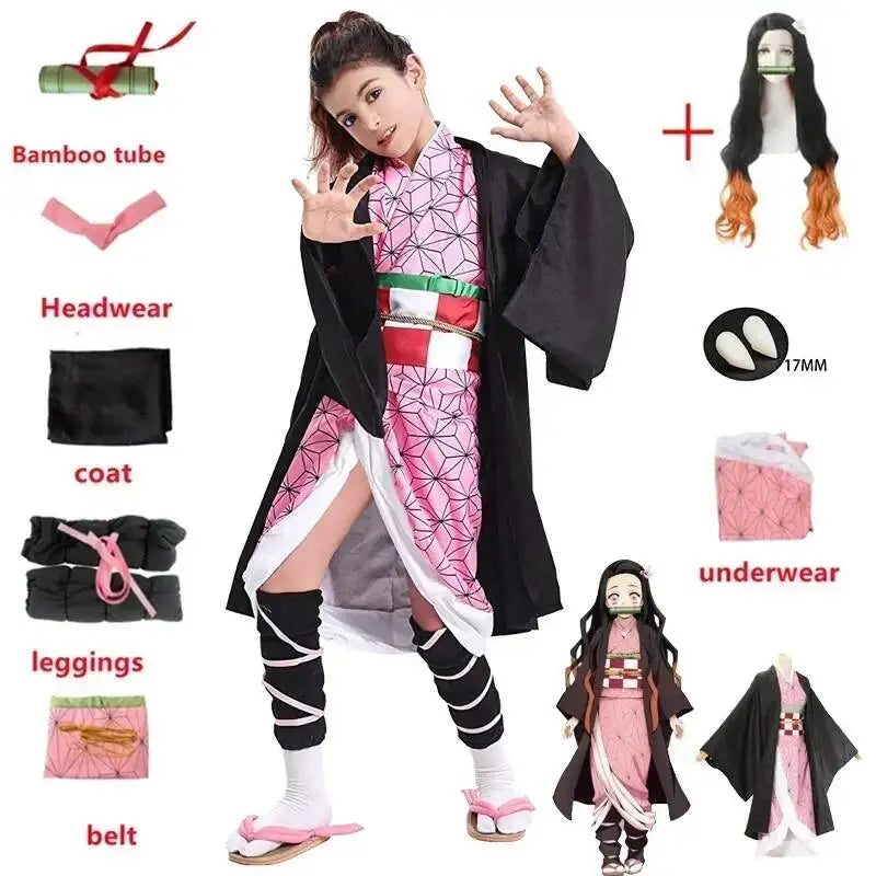Disfraz nezuko kamado demon slayer cosplay halloween anime adulto