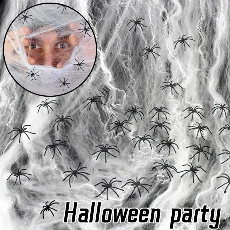 Telarana halloween gigante elastica decoracion con mini aranas incluidas