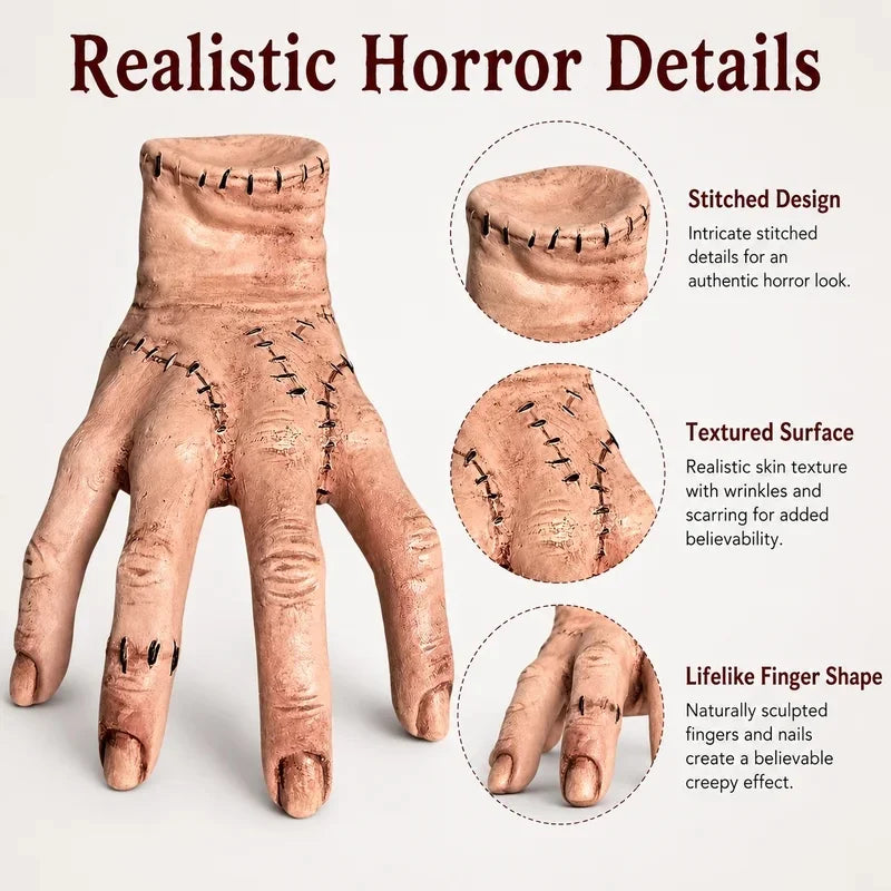 Decoracion halloween mano cortada cosa familia addams terror realista