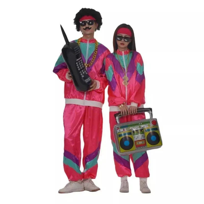 Disfraces pareja anos 80 halloween chandal retro neon pack divertido - Vista 2