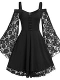 Vestido gotico victoriano halloween mujer encaje hombro descubierto