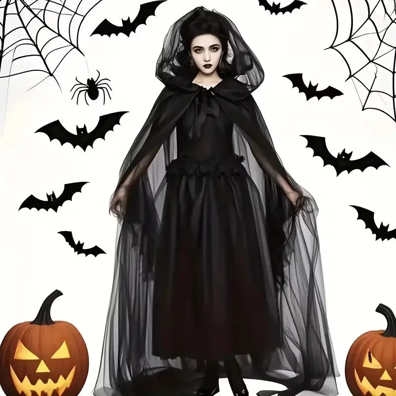 Capa gotica encaje halloween mujer novia cadaver vampiresa accesorio - Vista 2