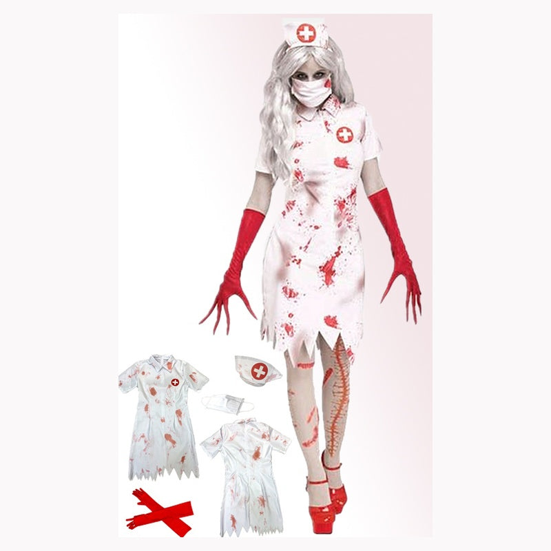 Disfraz enfermera zombi sangrienta halloween terror adulto mujer