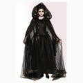 Disfraz vampiresa gotica mujer halloween con capucha y velo negro