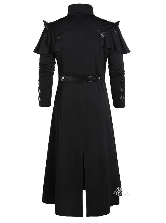Gabardina steampunk gotica hombre halloween asesino medieval cuero - Vista 3