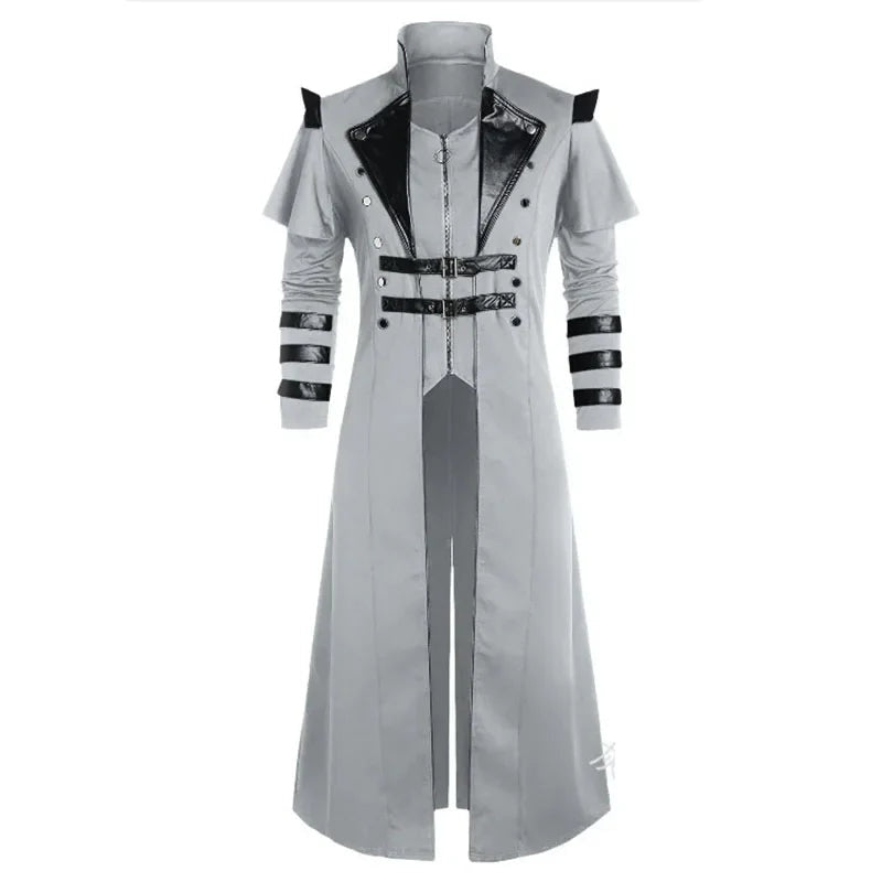 Gabardina steampunk gotica hombre halloween asesino medieval cuero - Vista 4