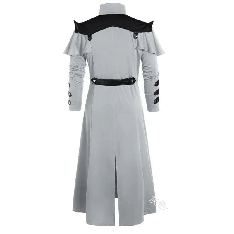 Gabardina steampunk gotica hombre halloween asesino medieval cuero - Vista 5