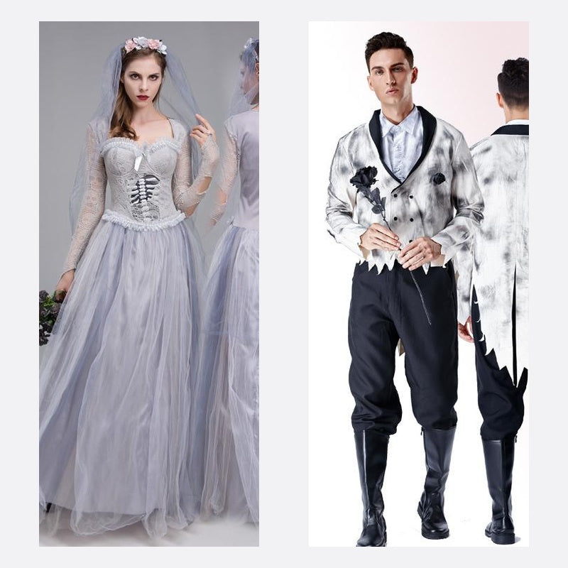 Disfraces pareja novios cadaver halloween pack completo